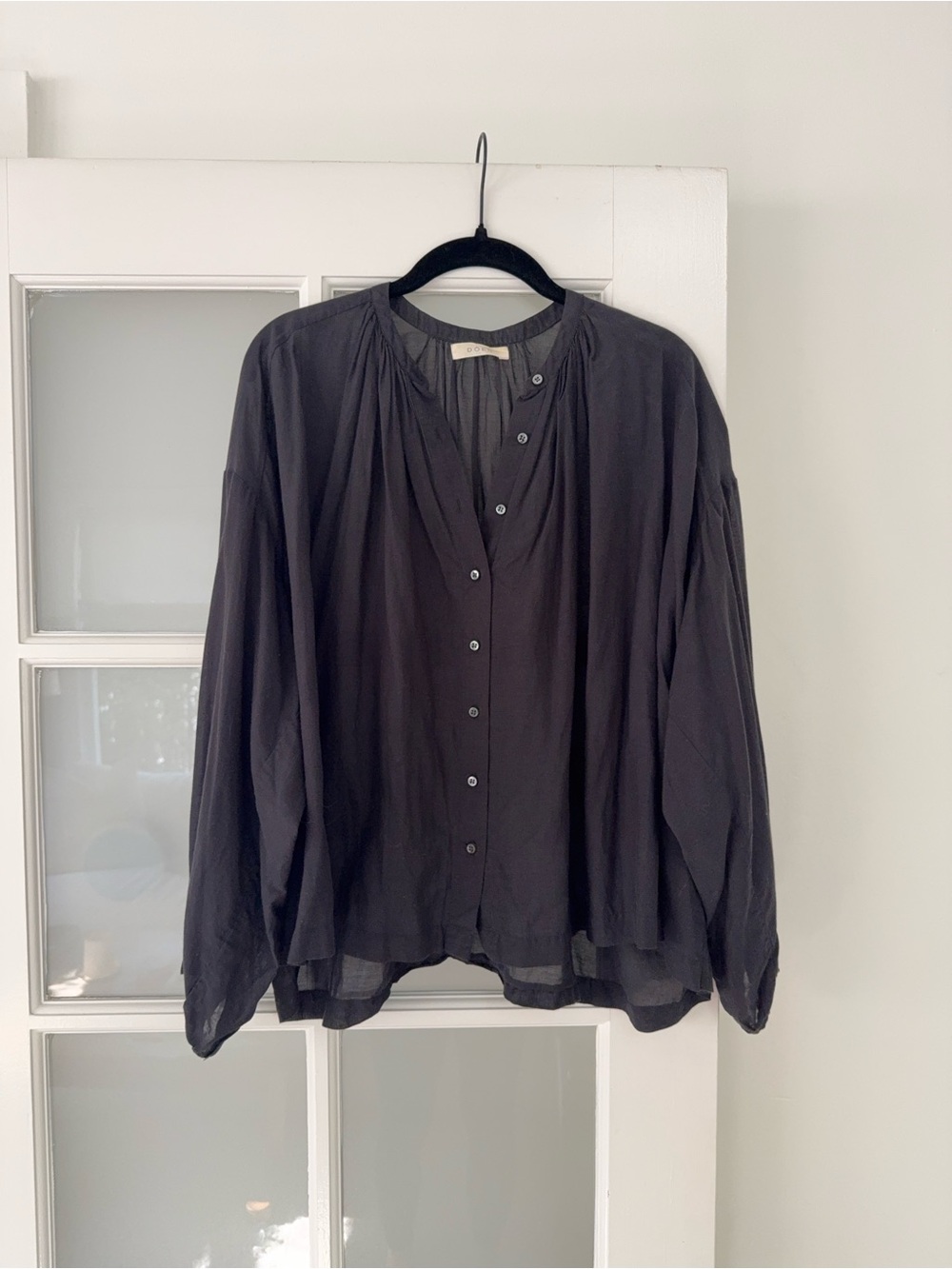Doen Sheer Long Sleeve Blouse in Black